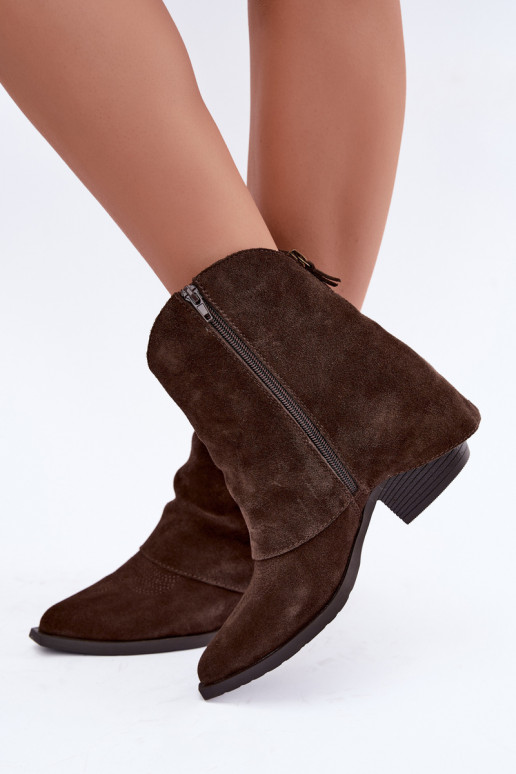 faux fur lined ankle boots with heels Vinceza 31715 in chocolate color