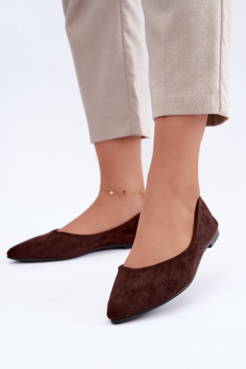 faux suede ballerinas in chocolate color Lelisa 2