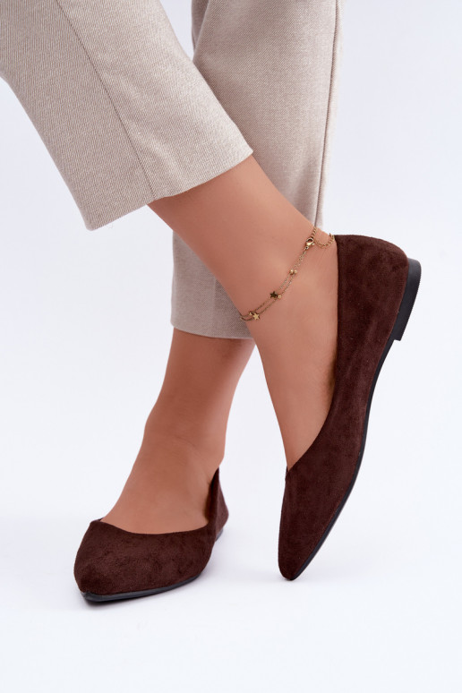 faux suede ballerinas in chocolate color Lelisa