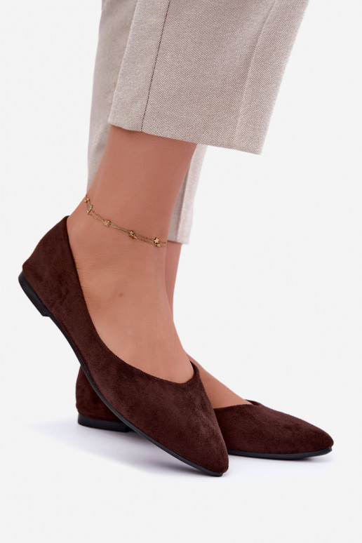 faux suede ballerinas in chocolate color Lelisa
