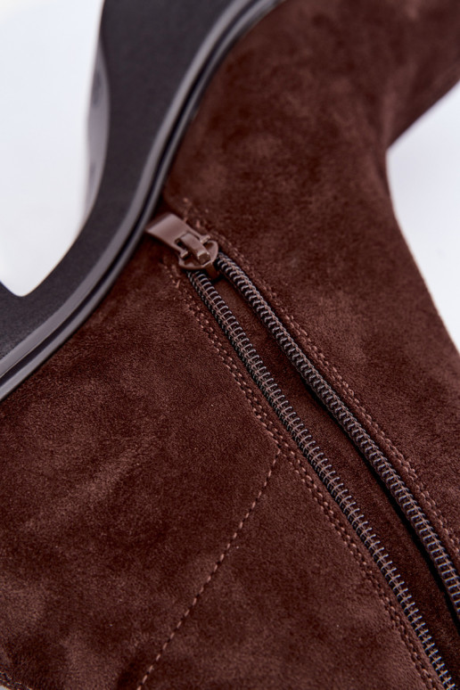women's long boots with platform in chocolate color Nesalie