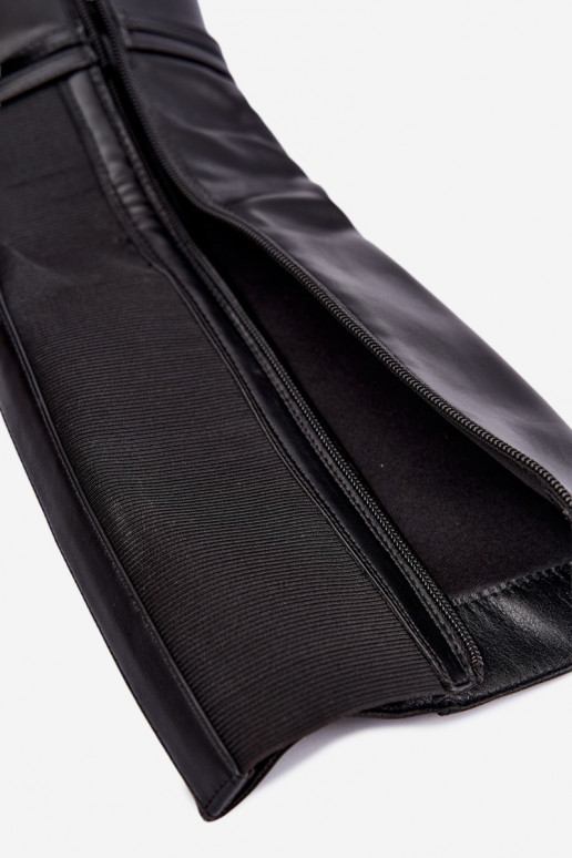 Black insulated knee-high boots with heels and straps Abriselle