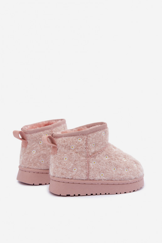 Pink children's snow boots with floral motifs Lunabelle