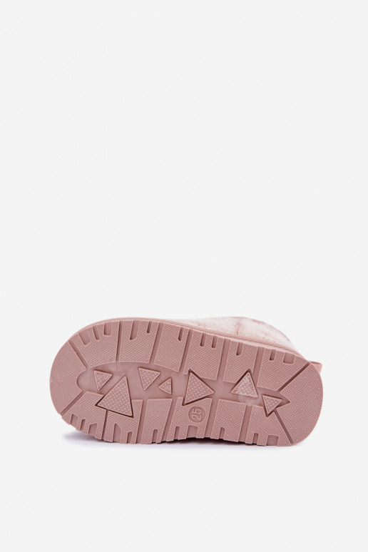 Pink children's snow boots with floral motifs Lunabelle