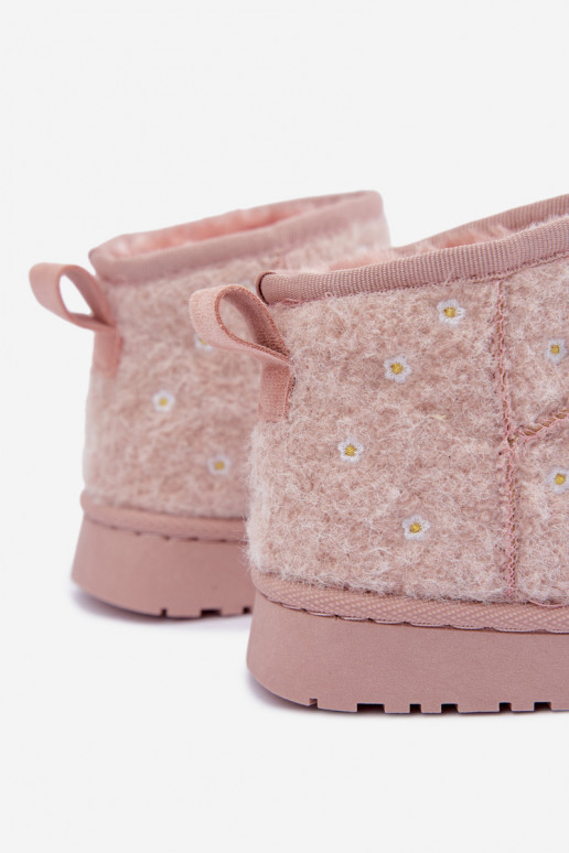 Pink children's snow boots with floral motifs Lunabelle