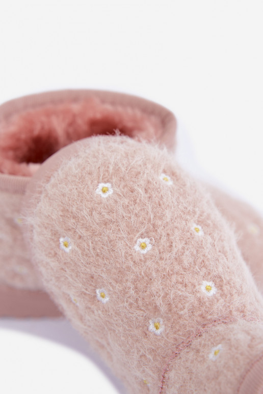 Pink children's snow boots with floral motifs Lunabelle