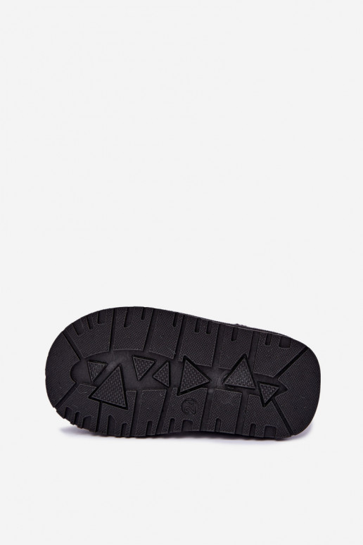 Black children's snow boots with floral motifs Lunabelle