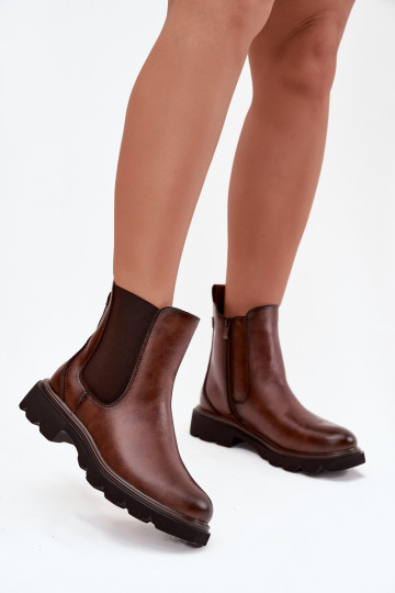 Brown stylish women's insulated ankle boots Rivelia 2