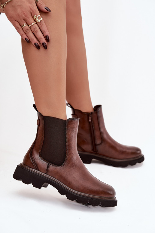 Brown stylish women's insulated ankle boots Rivelia