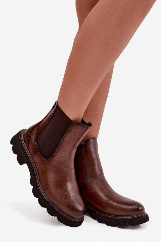 Brown stylish women's insulated ankle boots Rivelia