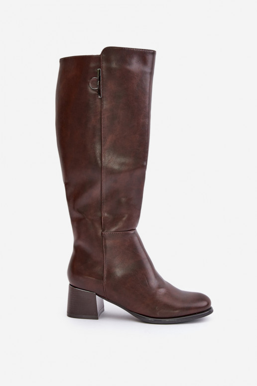 Knee-high boots with heels made of faux leather brown Izanae