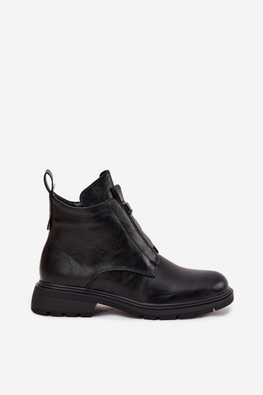 Warm women's ankle boots with decorative details black Roselle