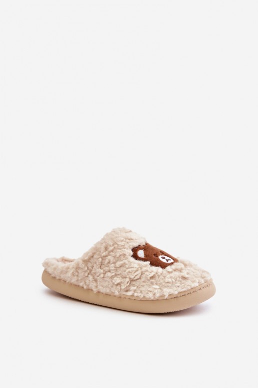 Sand-colored slippers with fur Temiena