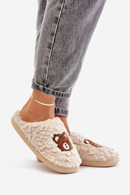 Sand-colored slippers with fur Temiena