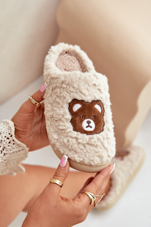 Sand-colored slippers with fur Temiena