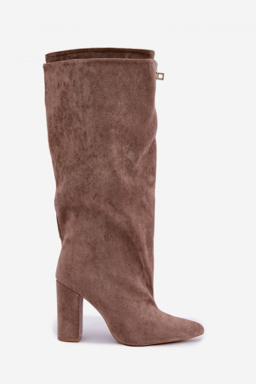 Sand-colored faux suede insulated ankle boots with double shaft Luminelle 2