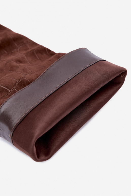 Brown slip-on over-the-knee boots with embossed details and heels Cazelle