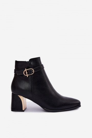 Women's ankle boots with decorative straps and buckles in black Kordelia 2