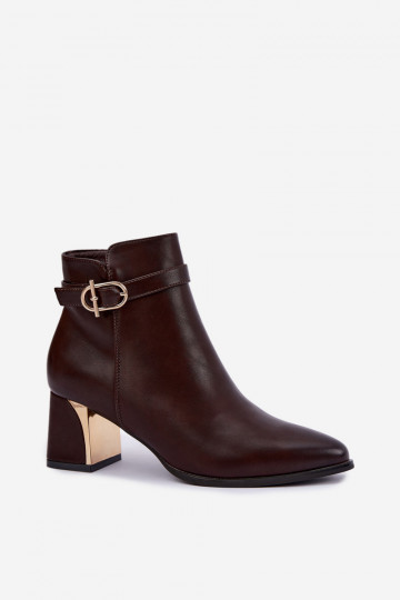 Women's ankle boots with decorative straps and buckles in chocolate Kordelia