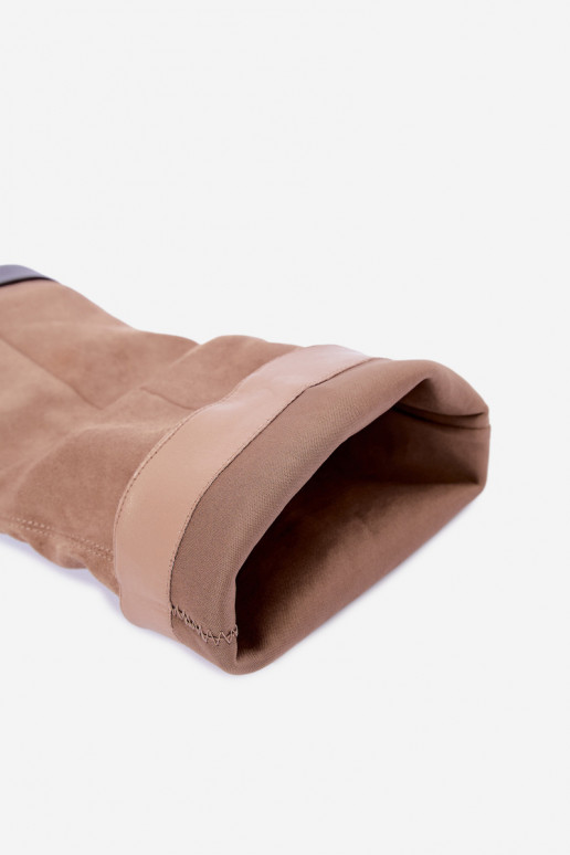 Slip-on knee-high boots with wide heels in sand Cadorine