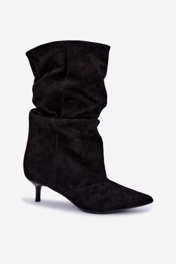 Slip-on Slouchy ankle boots with heels in black Falisette