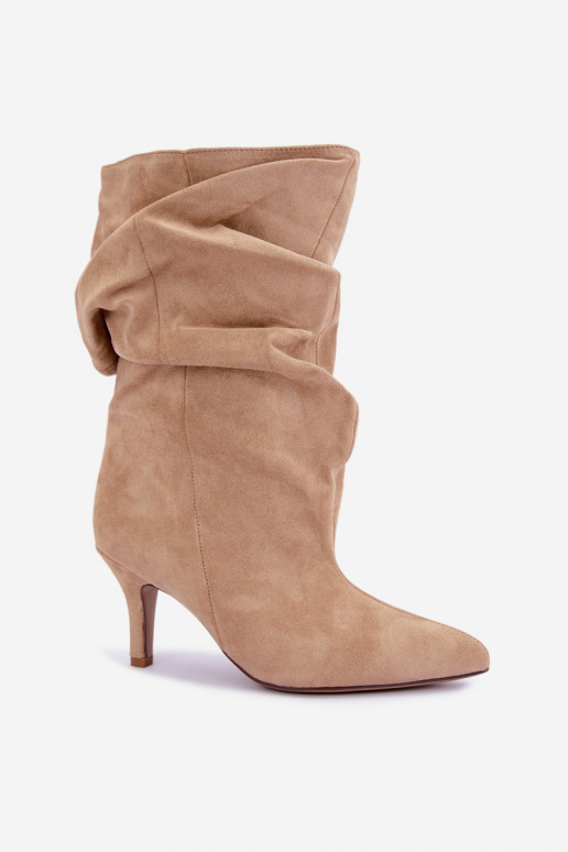 Slip-on Slouchy ankle boots with heels in sand Falisette