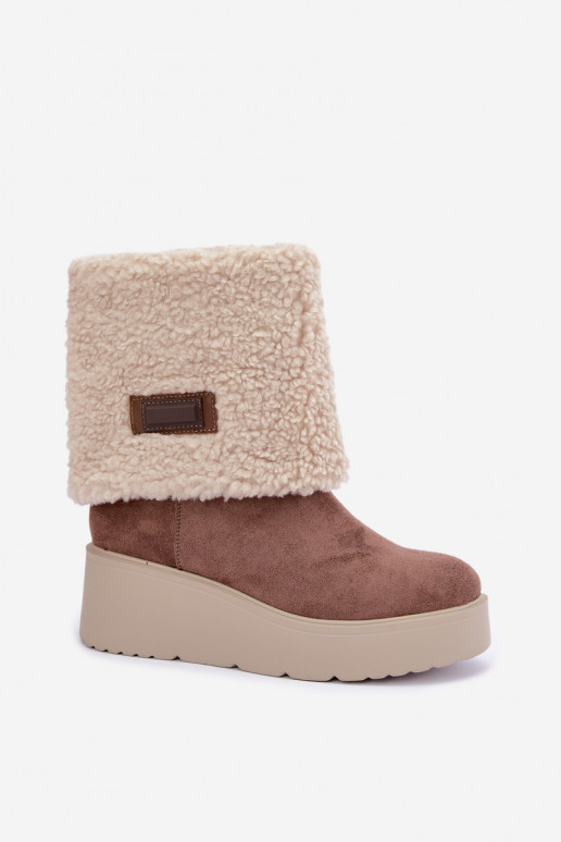 Snow boots with platform and sewn shaft in sand Osvella