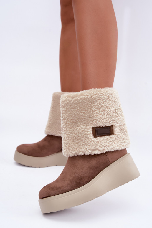 Snow boots with platform and sewn shaft in sand Osvella