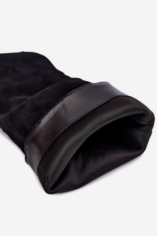 Slip-on knee-high boots made of faux suede with heels in black Pamelisse