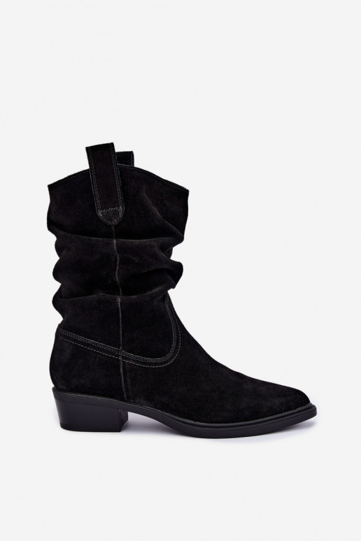 Cowboy-style ankle boots in black faux suede insulated Sergio Leone BT-16
