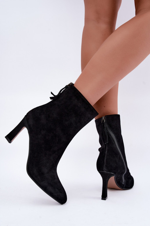 Suede insulated boots with heels black color Vinceza 67024