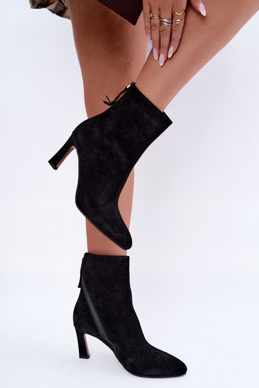 Suede insulated boots with heels black color Vinceza 67024