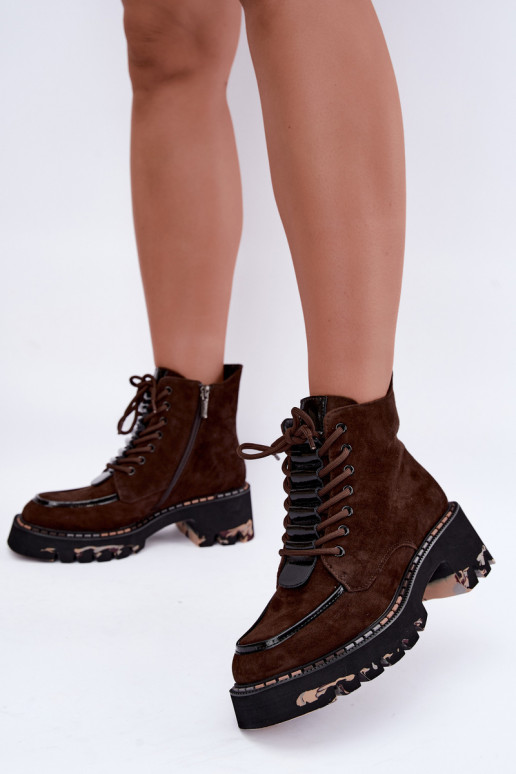 Insulated ankle boots in chocolate faux suede Artiker 59C0272