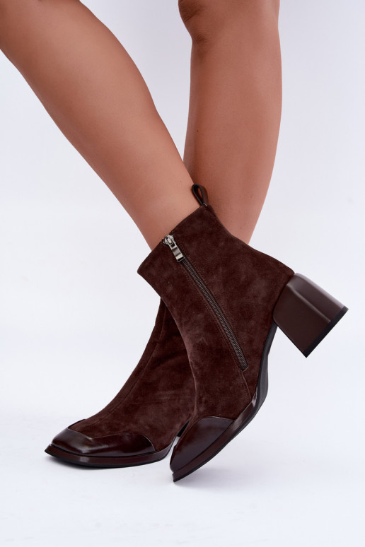 Suede insulated boots with heels chocolate color Artiker 59C1296