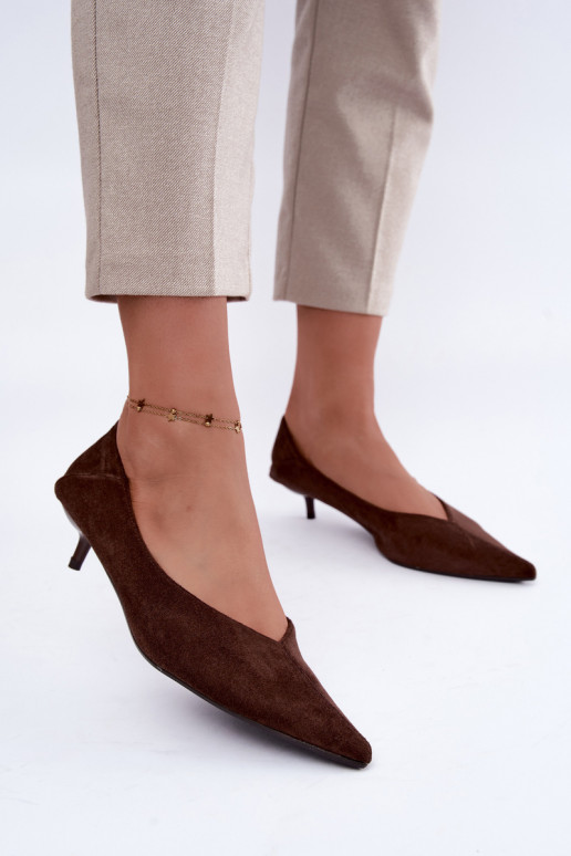 buty na niskim obcasie w kolorze czekoladowym Joresta