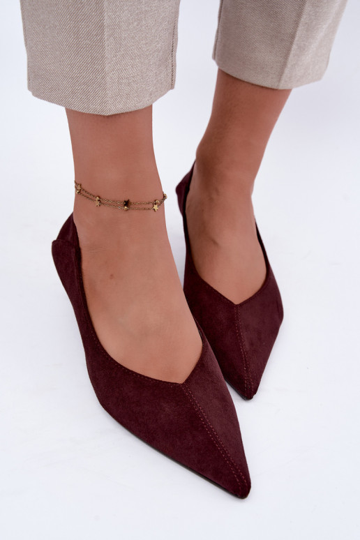 buty na niskim obcasie w kolorze bordowym Joresta