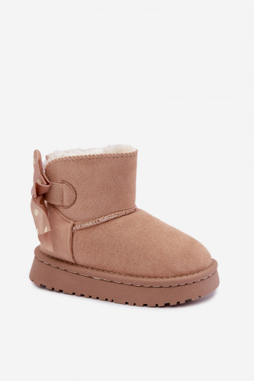 children's snow boots with bows in sand color Įjungtavelle