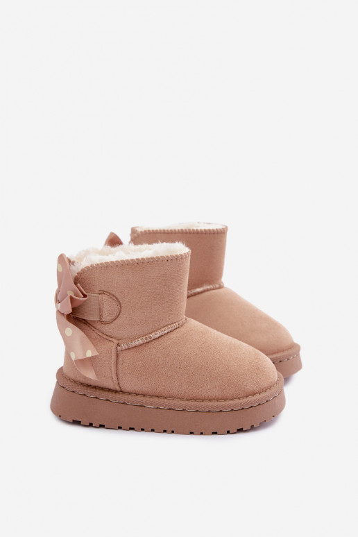 children's snow boots with bows in sand color Įjungtavelle