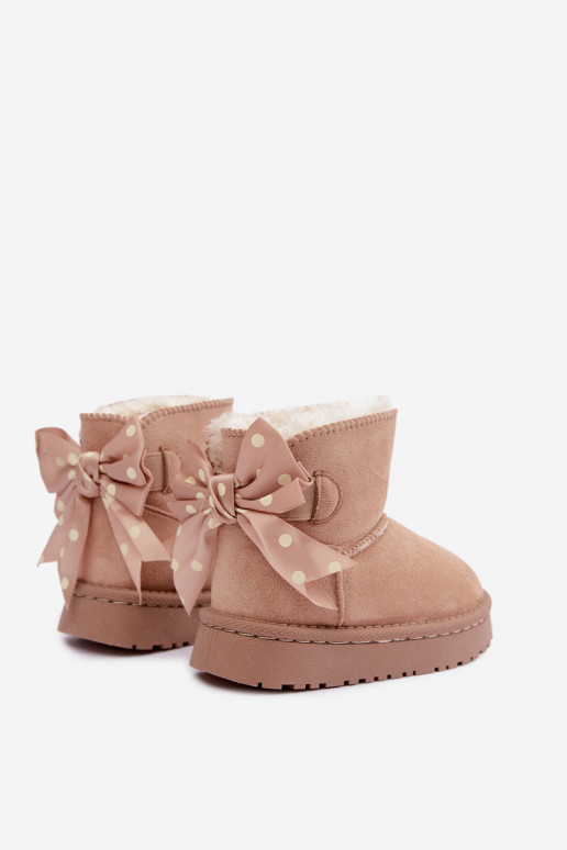 children's snow boots with bows in sand color Įjungtavelle