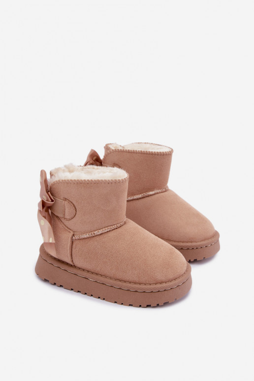 children's snow boots with bows in sand color Įjungtavelle