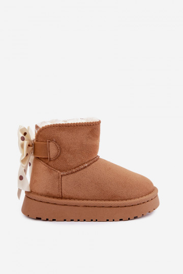 children's snow boots with bows in brown color Įjungtavelle 2