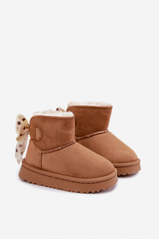 children's snow boots with bows in brown color Įjungtavelle