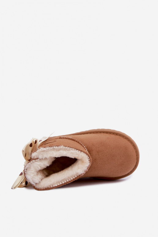 children's snow boots with bows in brown color Įjungtavelle