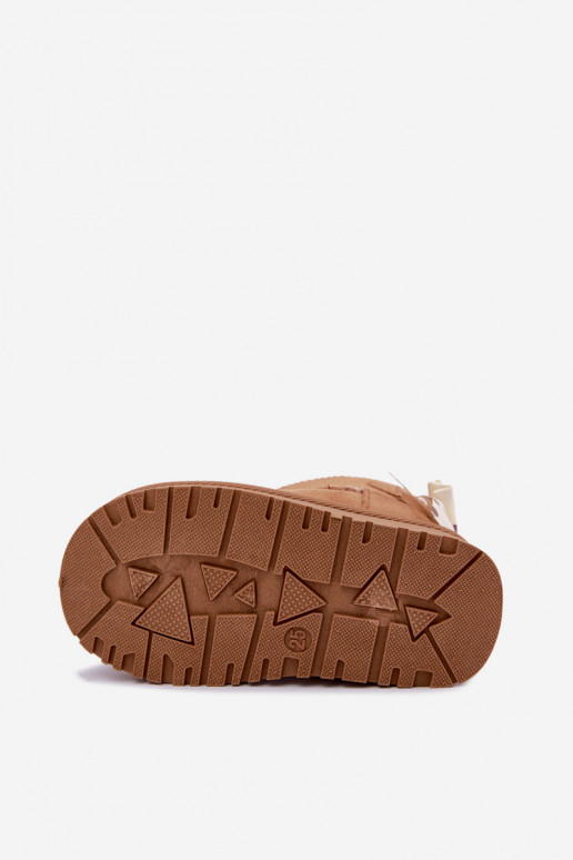 children's snow boots with bows in brown color Įjungtavelle