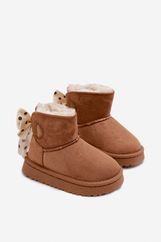 children's snow boots with bows in brown color Įjungtavelle