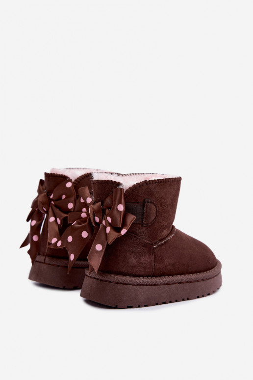 vaikiški sniego batai su kaspinais šokoladinės spalvos Įjungtavelle
