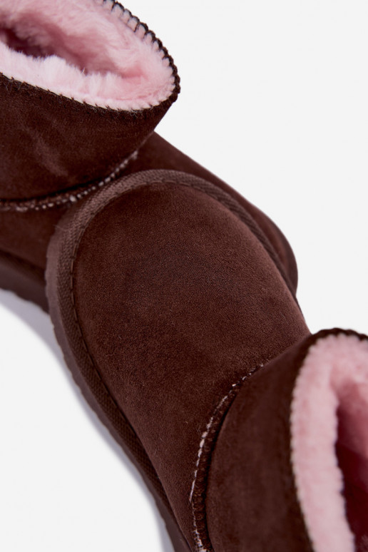 children's snow boots with bows in chocolate color Įjungtavelle