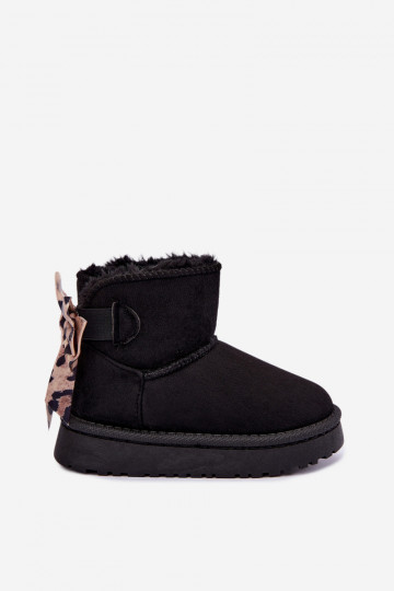 Dziecięce czarne buty śniegowe z wstążkami Velle 2
