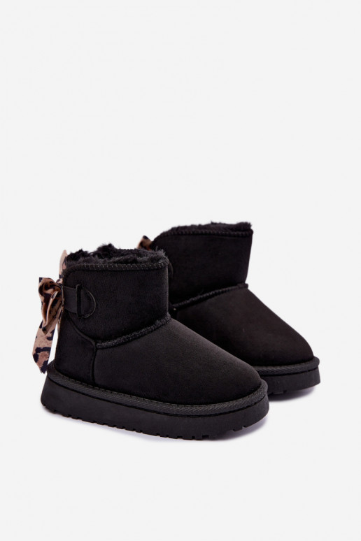 Children's black snow boots with ribbons Velle
