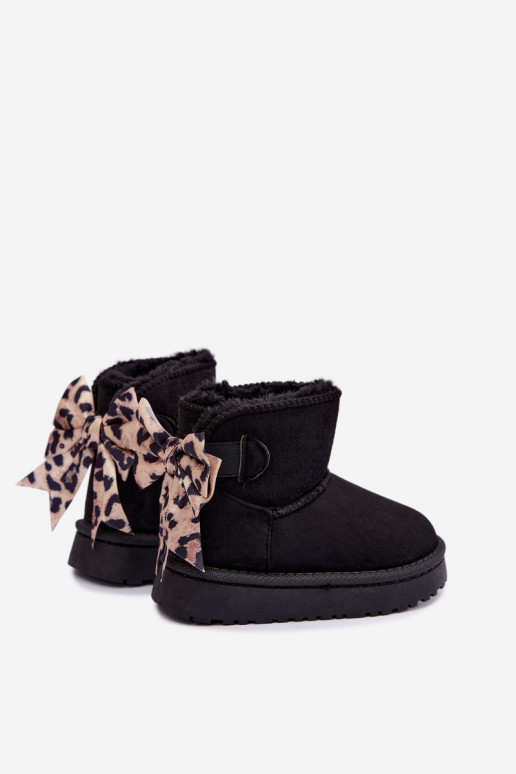 Children's black snow boots with ribbons Velle